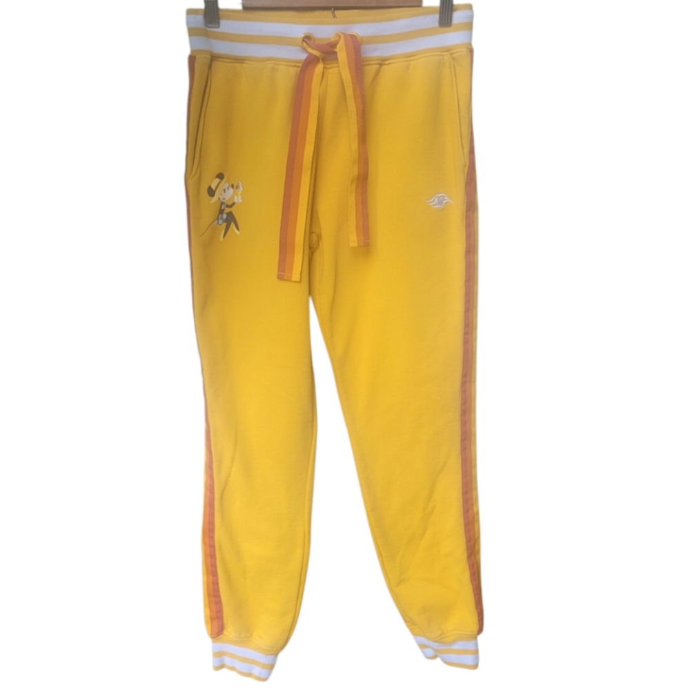 Disney Cruise Line Castaway Cay Yellow Sriped Jogger Pants Size S
